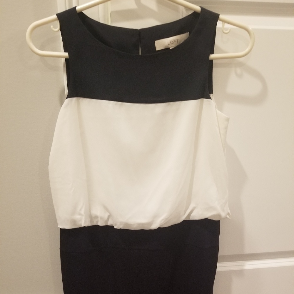 Loft dress Navy blue and white